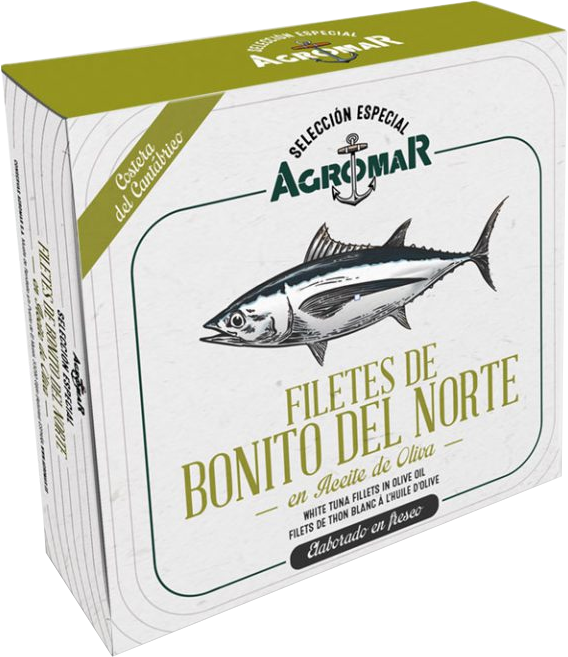 Agromar - Filetes de Bonito del Norte ( Weiße Thunfischfilets in Olivenöl ) 350g 