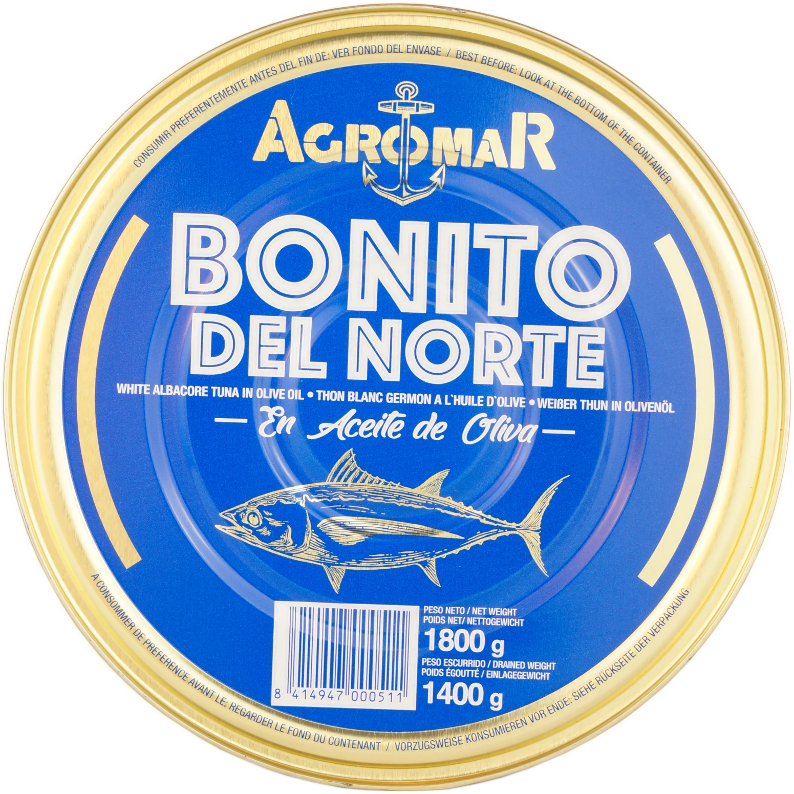 Agromar Bonito del Norte (Weißer Thunfisch in Olivenöl) 1,8kg